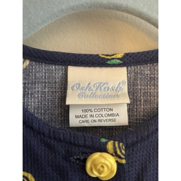 Vintage Oshkosh Collection Girls Dress 2T Toddler Blue Yellow Roses - Picture 4 of 10